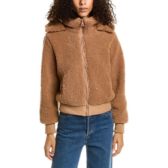 Urban Republic Sherpa Textured Hooded Bomber Jacket - Picture 3 of 4